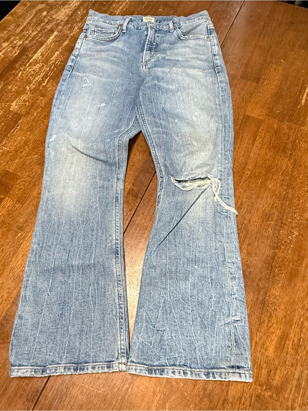 Citizens of Humanity Demy Cropped Flare Jeans Size 26 Distressed Light Wash